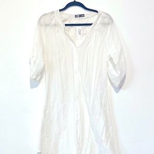 CBR Chic Boho White Linen Style Dress